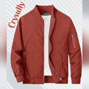 Crysully Jacket Mens Sz 2XL Autumn Color Bomber Windbreaker Outerwear Lightweigh